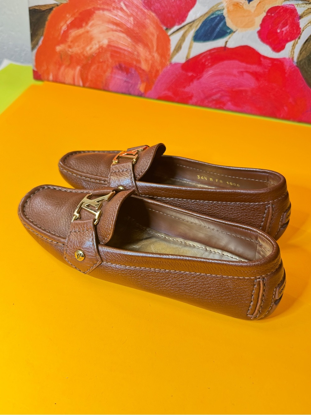 Louis Vuitton loafers Brown Leather Insole Detailing with Gold Stamp - Picture 3 of 15